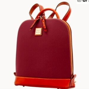 Dooney & Bourke Red And Tan Leather Zip Pod Backpack